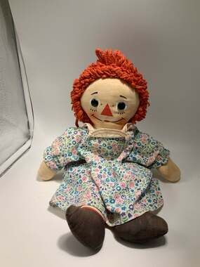 Vintage 14” Raggedy Ann Doll In Original Outfit Knickerbocker Musical Wind Up
